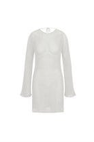 Mozto-Luna Knitted White Mini Beach Dress-Elbise-5-milagron.live
