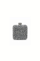 Noir Silver Kristal Taş İşlemeli Kutu Clutch Çanta - 0