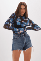 Mozto-Nora Batik Baskılı Mavi Tül Body-T-Shirts-1-milagron.live