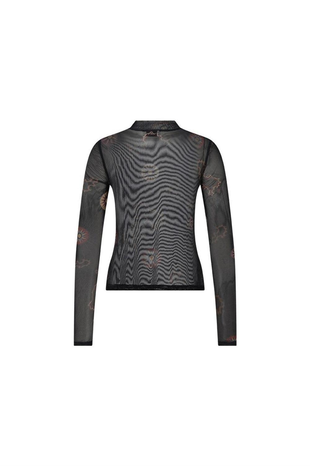 Mozto-Nora Güneş Baskılı Siyah Tül Body-T-Shirts-2-milagron.live