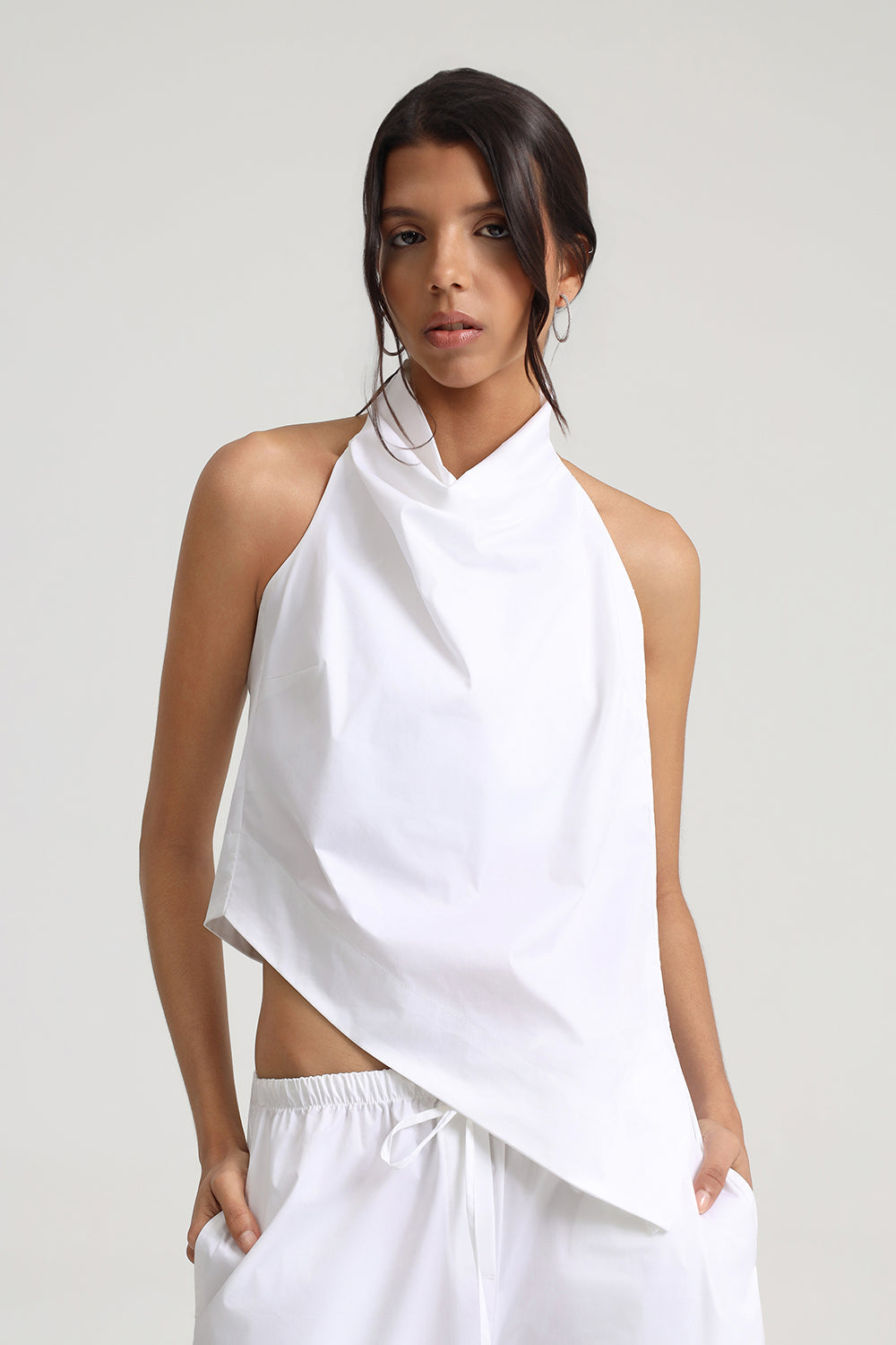 Rena %100 Pamuklu Poplin Halter Yaka Top - 5