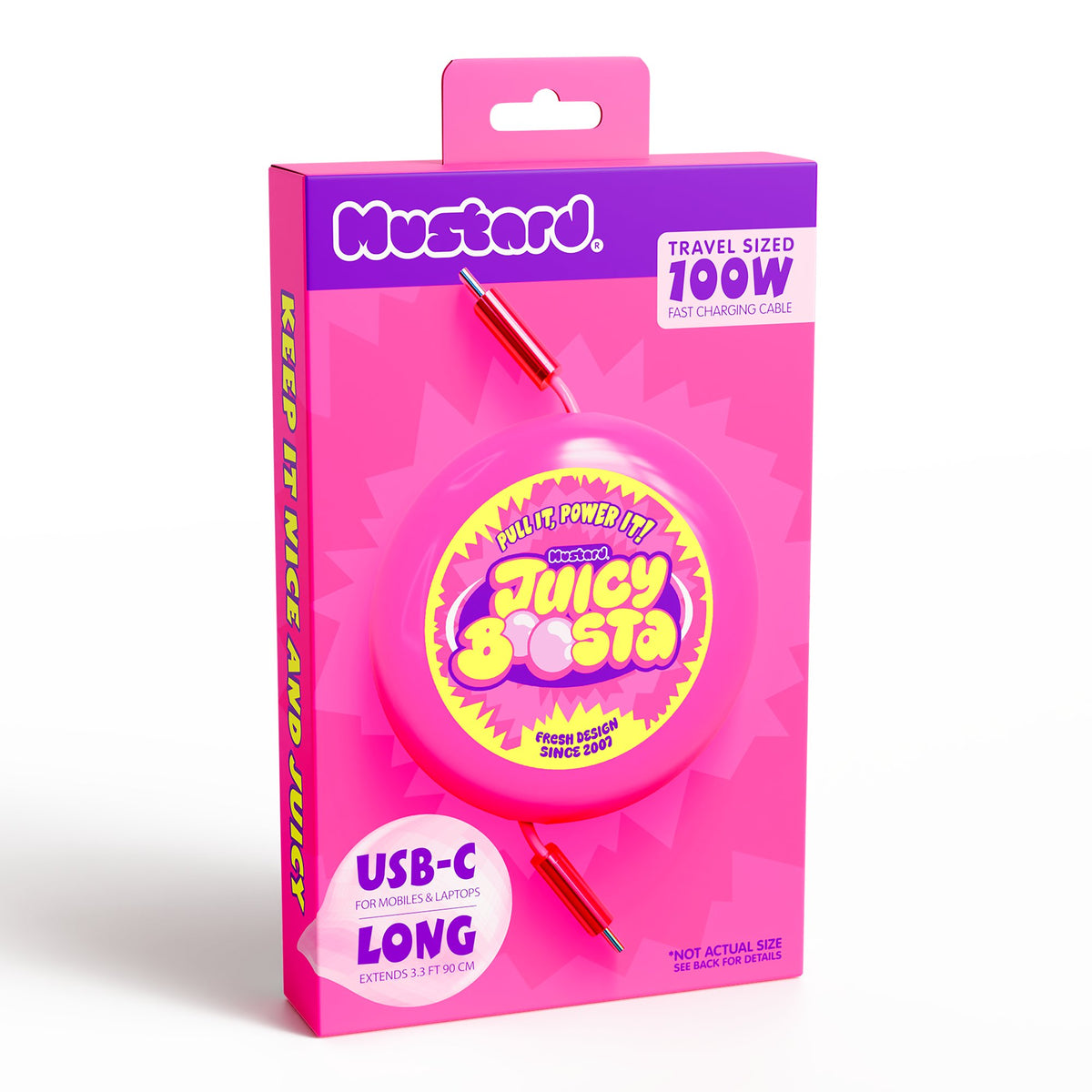 Mustard Juicy Boosta Usb-C 100W Hızlı Şarj Kablosu - Pembe