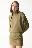 Naia-Amore Saten Elbise / Zeytin Yeşili-Elbise-5-milagron.live