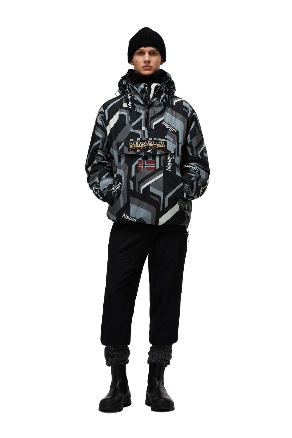 Napapijri-Rainforest Next Anorak Jacket Siyah/Gri Erkek Mont-Mont-4-milagron.live