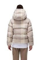 Napapijri-Napapijri ThermoFibre® Glane Check Puffer CORDURA® Jacket Ekoseli Krem Kadın Mont-Mont-4-milagron.live