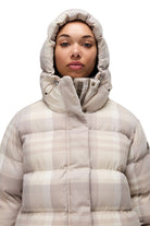 Napapijri-Napapijri ThermoFibre® Glane Check Puffer CORDURA® Jacket Ekoseli Krem Kadın Mont-Mont-7-milagron.live