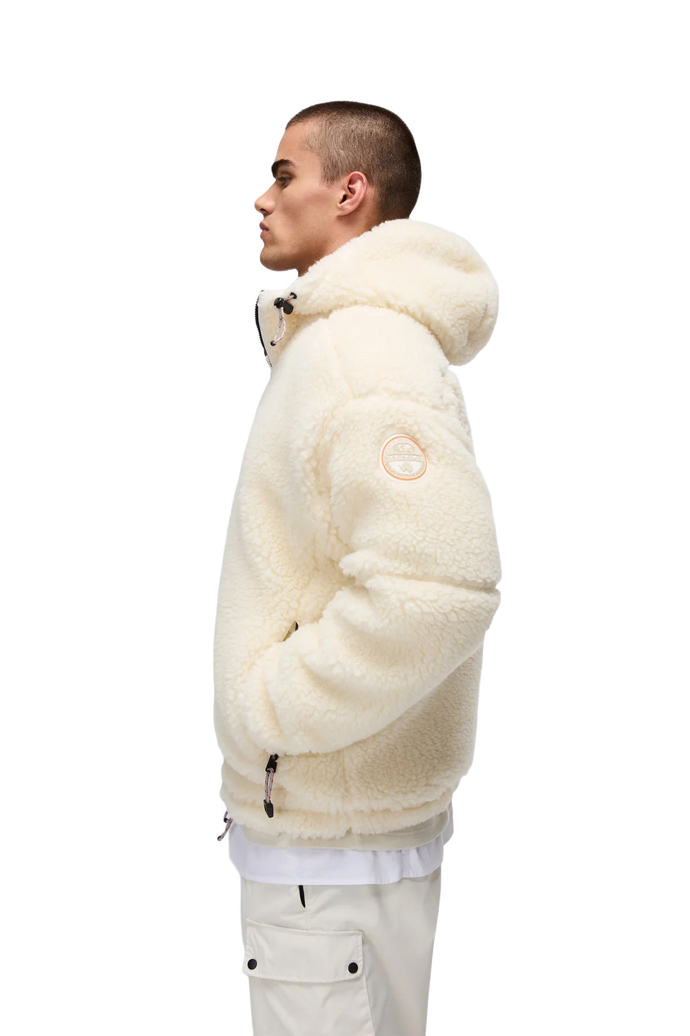 Napapijri-Tires Full-Zip Fleece Erkek Peluş Fermuarlı Beyaz Mont-Mont-6-milagron.live