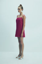 Nazlı Ceren-Ellie Krep Mini Elbise Raspberry Sorbet-Elbise-9-milagron.live