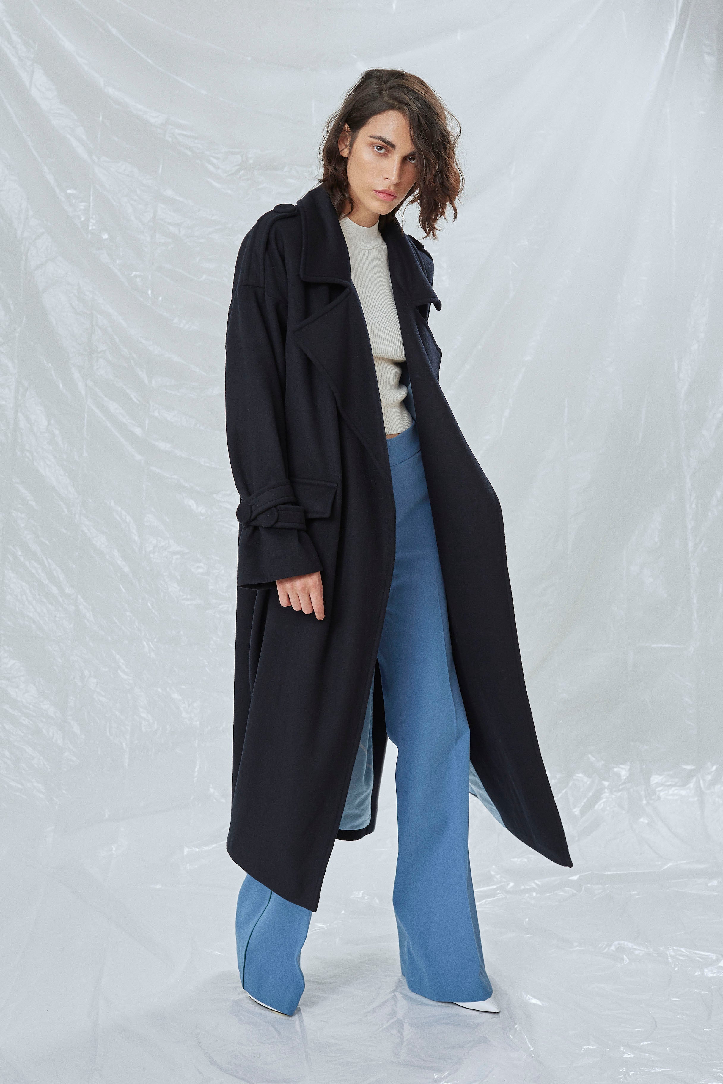 Laura Oversized Kaşmir Palto Lacivert