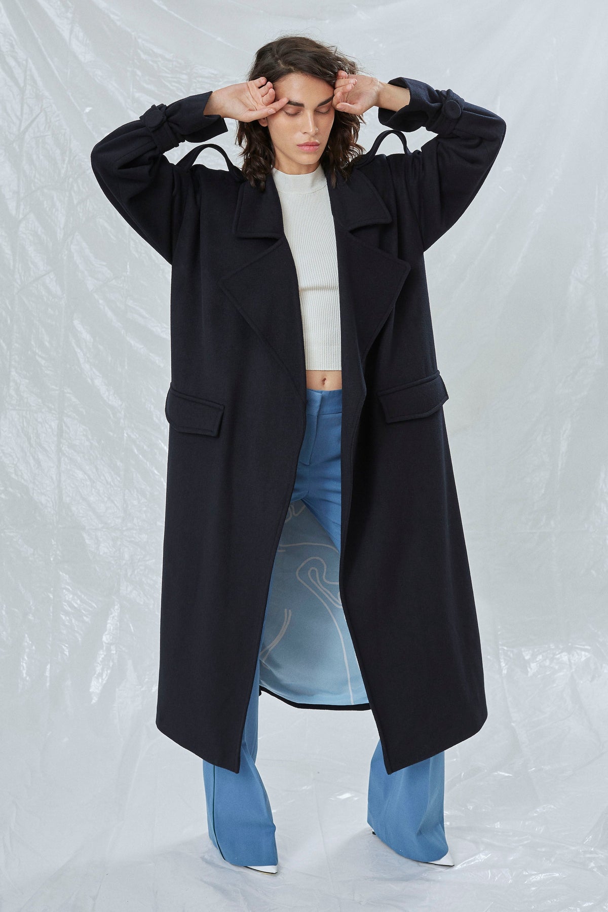 Laura Oversized Kaşmir Palto Lacivert