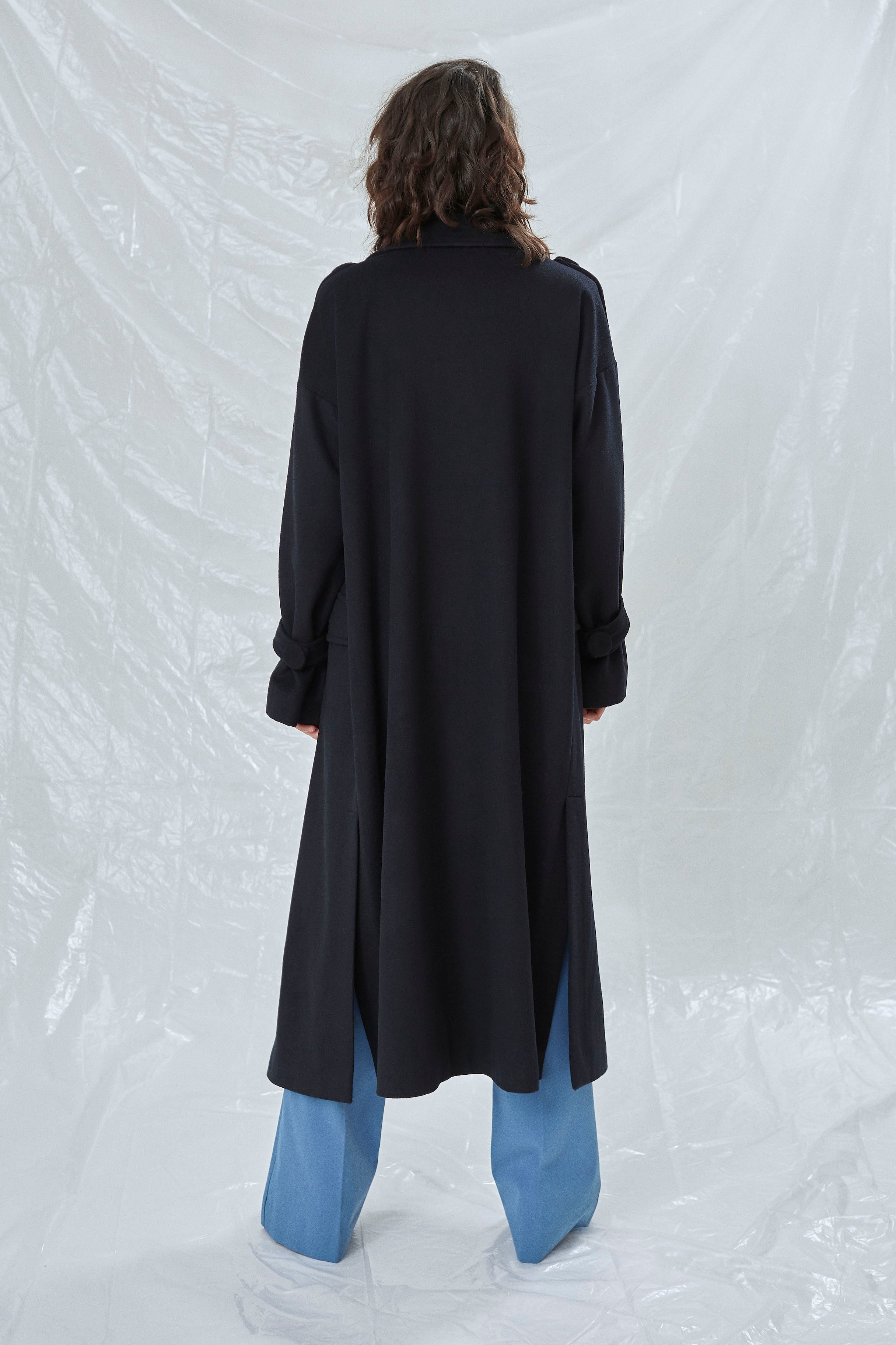 Laura Oversized Kaşmir Palto Lacivert