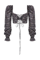 Nazlı Ceren-Lolly Poplin Top Dark Brown Printed-Top-2-milagron.live