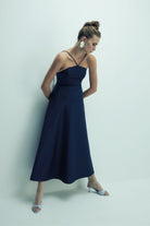 Nazlı Ceren-Riley Midi Elbise Midnight Blue-Elbise-4-milagron.live