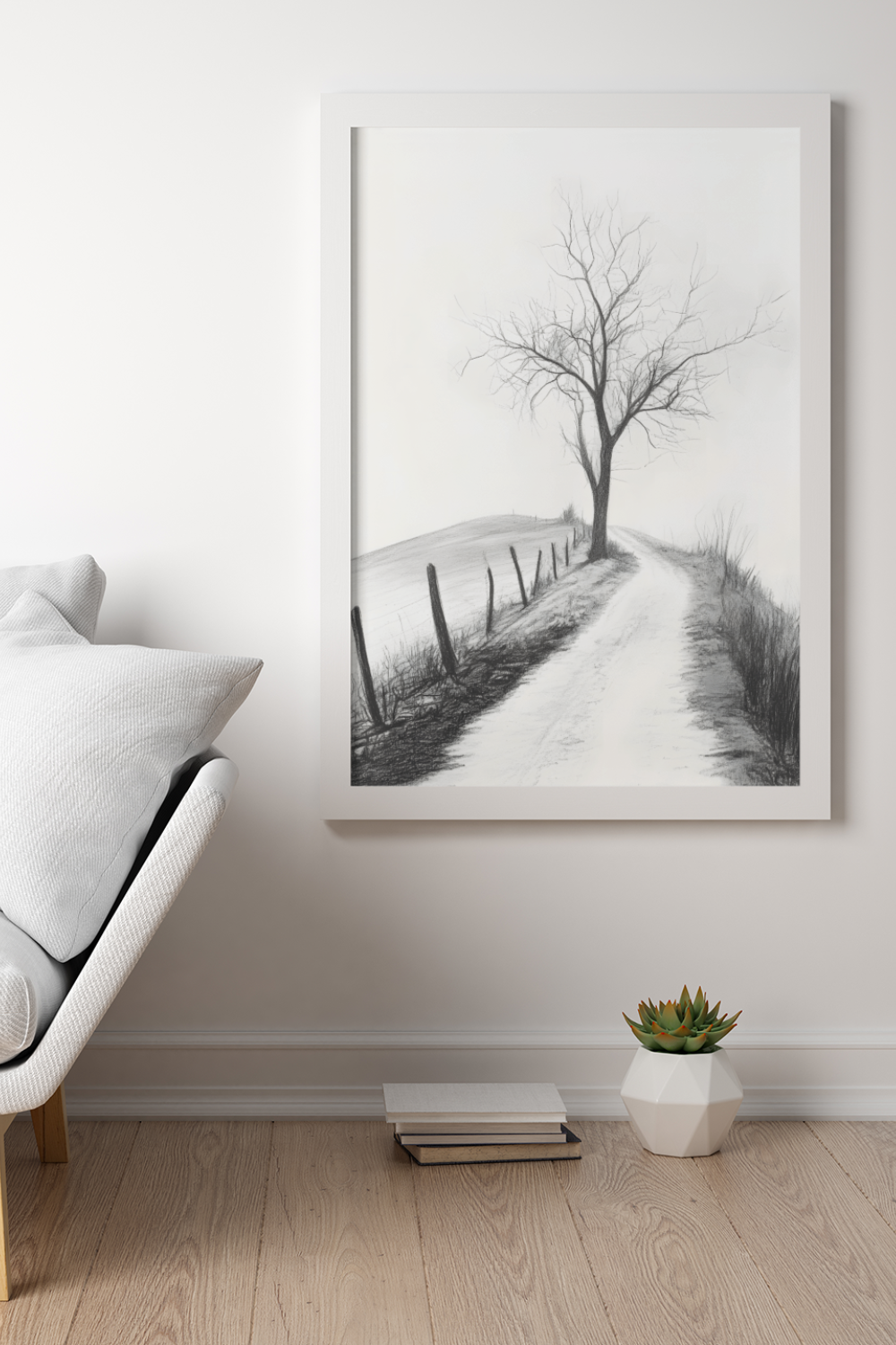 Nord Design-Kara Kalem Seri̇si̇ Çerçeveli̇ Tablo - Ağaçli Yol-Tablo-1-milagron.live