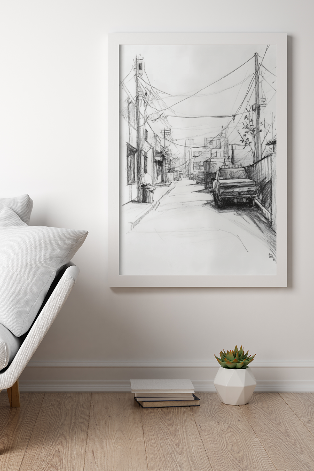 Nord Design-Kara Kalem Seri̇si̇ Çerçeveli̇ Tablo - Cadde-Tablo-1-milagron.live