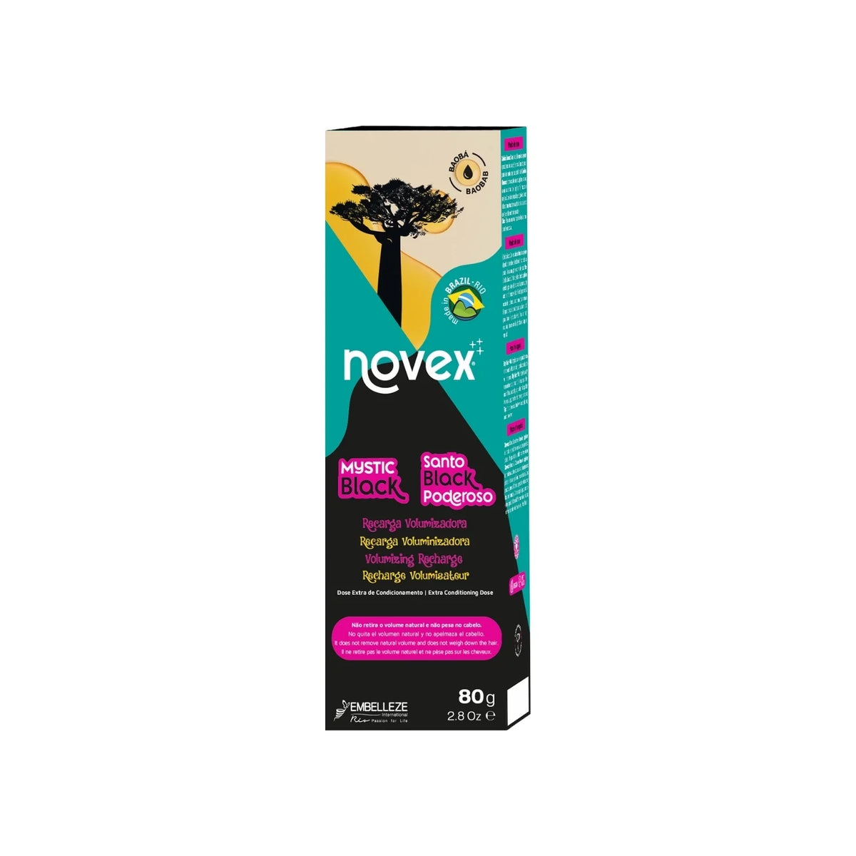 Novex Mystic Black - Bukleli Saçlar İçin Kırık Saç Uçlarını Onaran Yoğun Bakım Kremi 80g