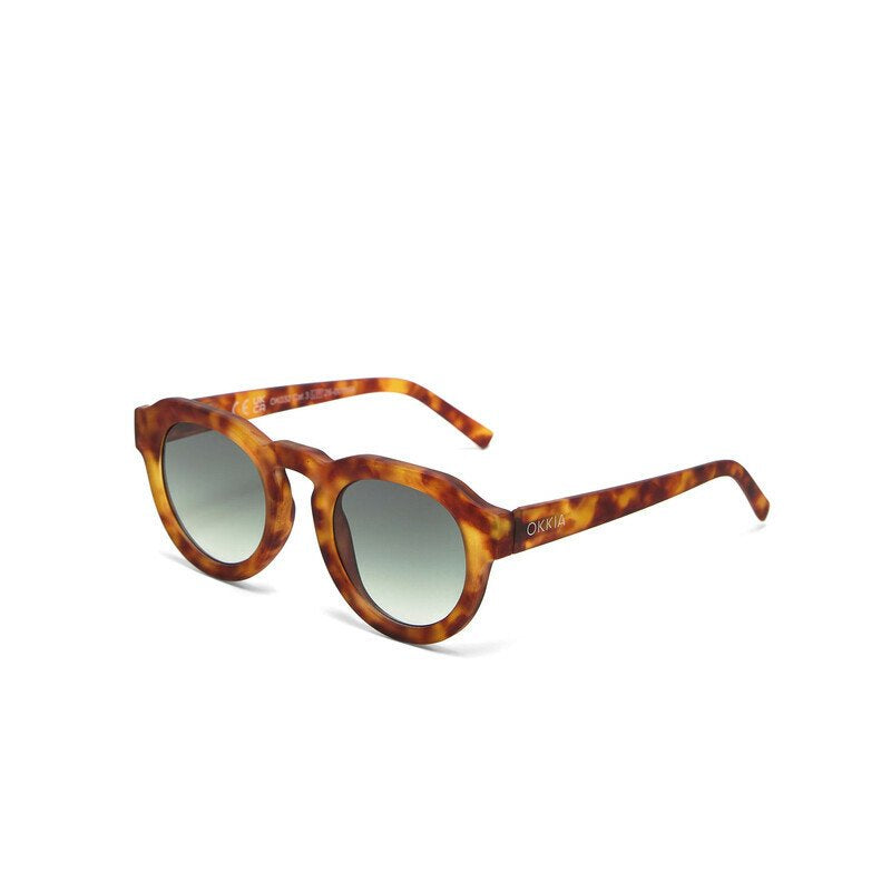 Okkia Zeno Round Unisex Güneş Gözlüğüsahara Havana / Lens: Yeşil
