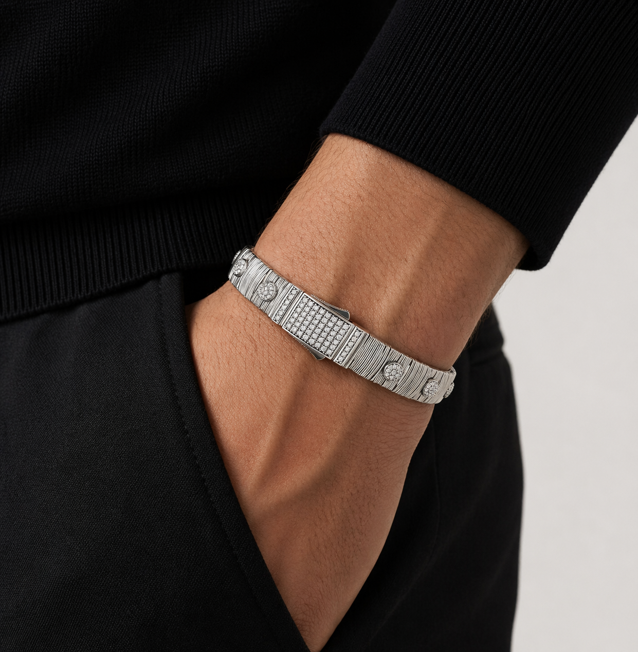 Axis Pavé Silver Erkek Bileklik