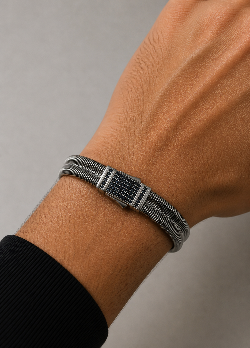 Coil Line Silver 925 Ayar Gümüş Erkek Bileklik