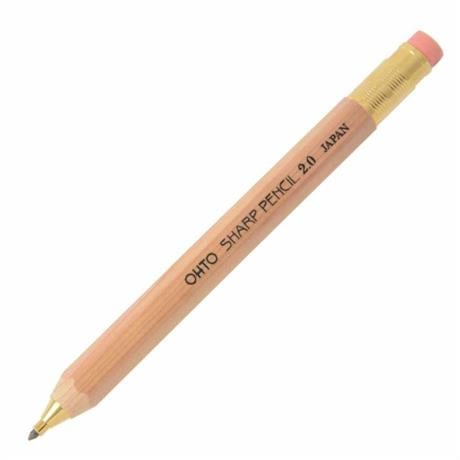 Ohto-Ohto Wooden Versatil Kalem 2.0mm Natural Aps 680 E-Mekanik Uçlu Kalem-1-milagron.live