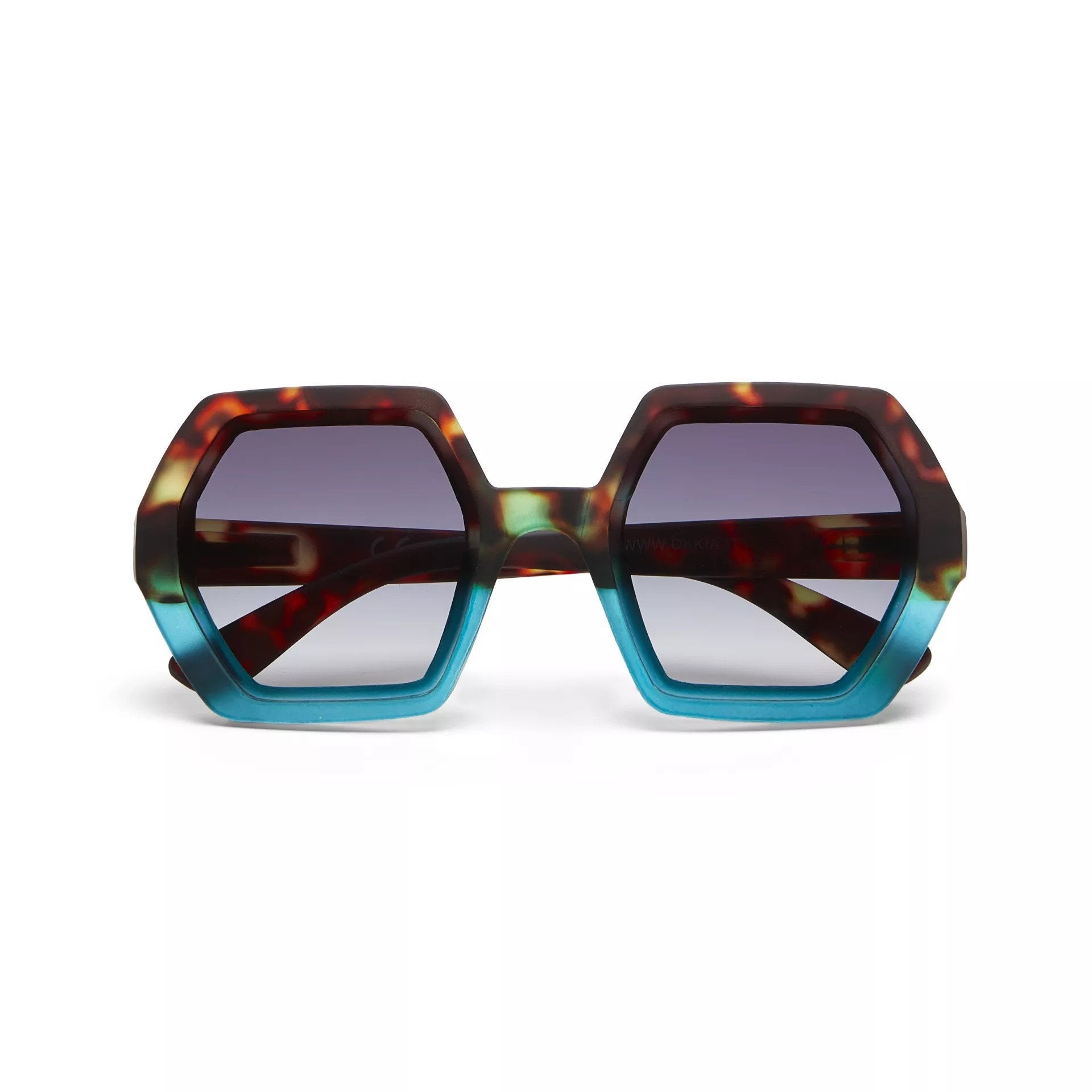 Okkia-Okkia Emma Big Hexagonal Unisex Güneş Gözlüğü Havana Mavisi-Güneş Gözlüğü-1-milagron.live