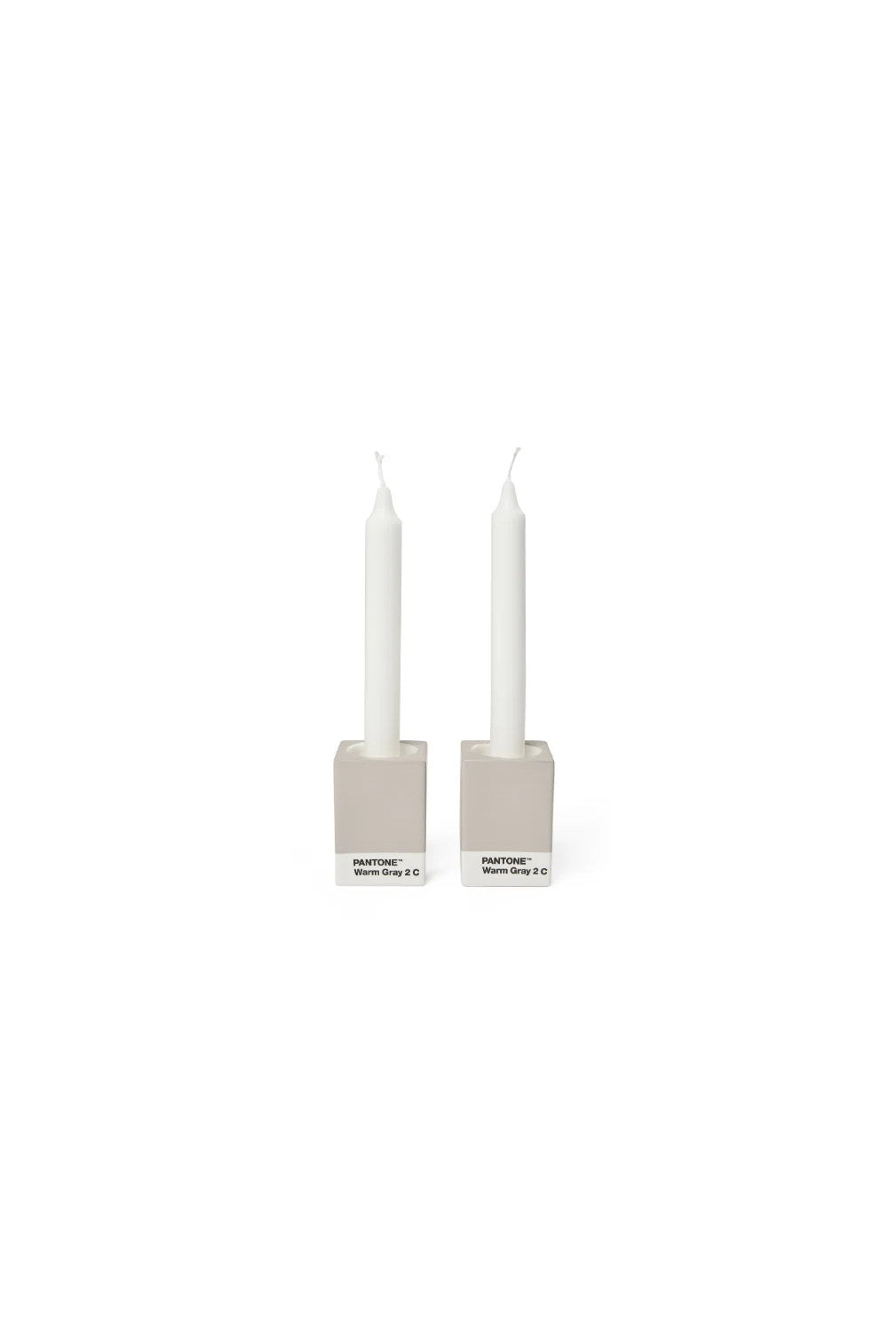 Panto-Pantone Warm Gray 2 Gri İkili Porselen Mumluk Seti-Mumluk & Şamdan-1-milagron.live