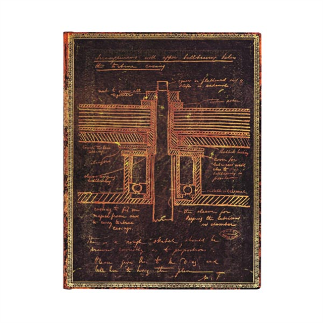 Paperblanks-Tesla Sketch Of A Turbine Yumuşak Kapak 18x23 Çizgisiz Defter Fb6433 6-Çizgisiz-1-milagron.live