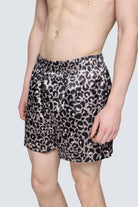 Desenli Erkek Saten Şort - Silky Leopard