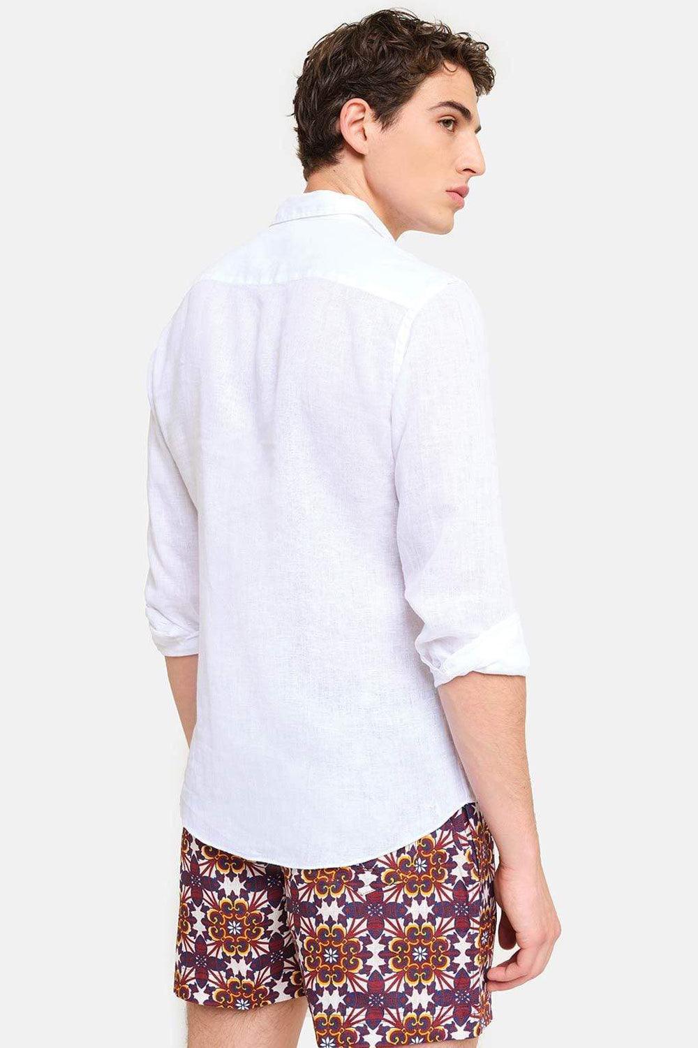 Peninsula-Art Linen Shirt Italian Collar Spiaggia Bianca-Gömlek-2-milagron.live