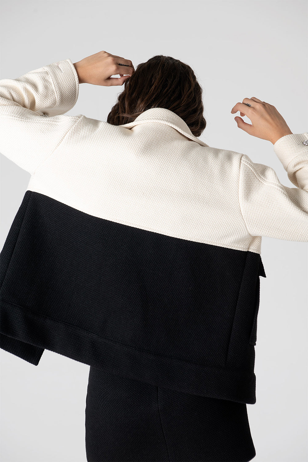 Peploum-Anne Bouny Contrast Weaving Jacket-Ceket-3-milagron.live