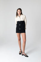 Peploum-Anne Bouny Contrast Weaving Skirt-Etek-4-milagron.live