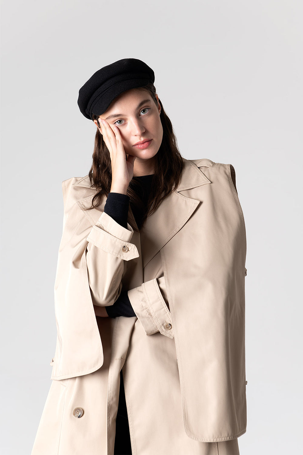 Peploum-Beatrice Asymmetric Piece Trenchcoat-Trençkot-1-milagron.live