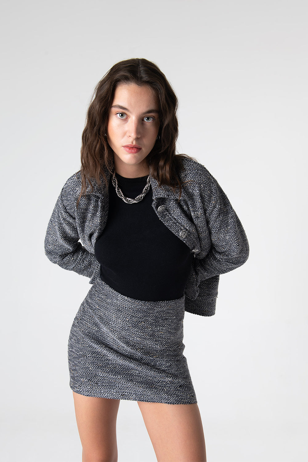 Peploum-Carleen Textured Weaving Skirt-Etek-1-milagron.live