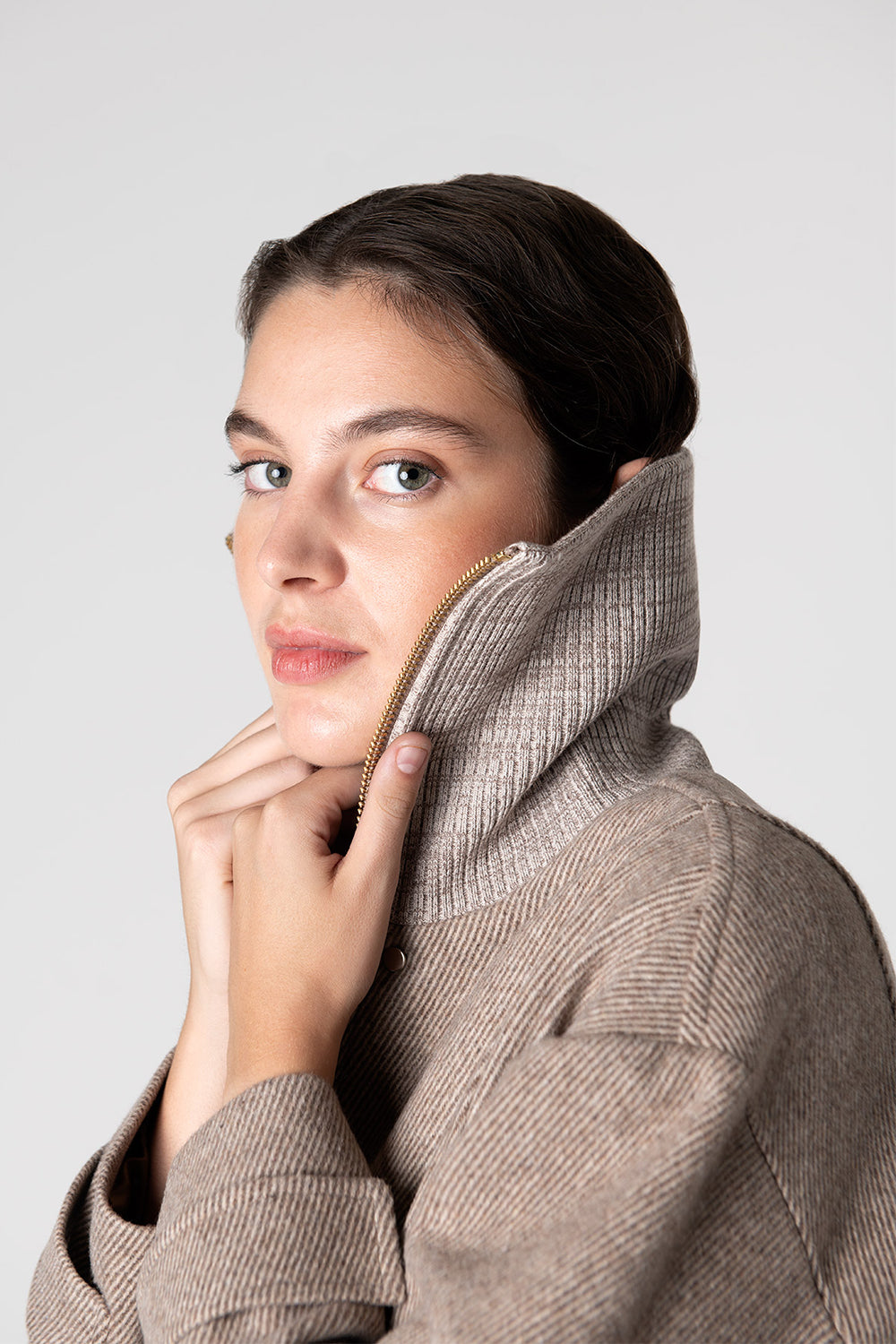 Peploum-Grace Knit Collar Short Coat-Kaban-3-milagron.live