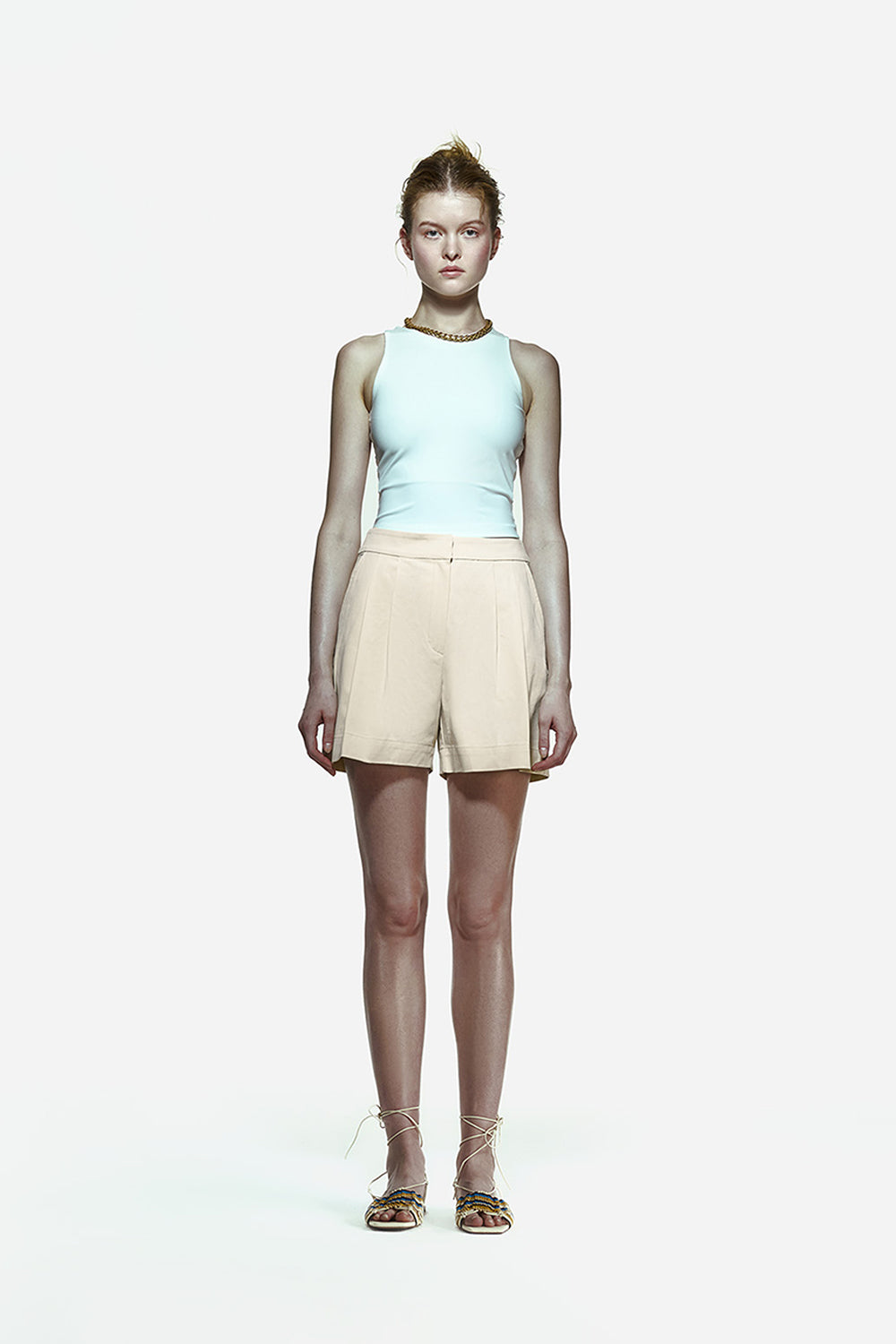 Peploum-Toba Shorts In Eggnog Yellow-Şort-1-milagron.live