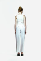 Peploum-Toba Trousers In Coral White-Pantolon-3-milagron.live