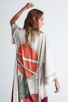 Peraluna-Cactus Ki̇mono 122 Cm Kaktus Desen Midi Boy Kemerli Saten Kadın Kimono-Kimono-4-milagron.live
