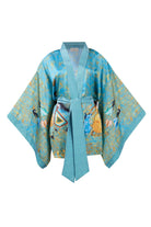 Peraluna-Joy Short Kimono Anne çocuk Baskılı Kısa Saten Kadın Kimono Turkuaz-Kimono-11-milagron.live