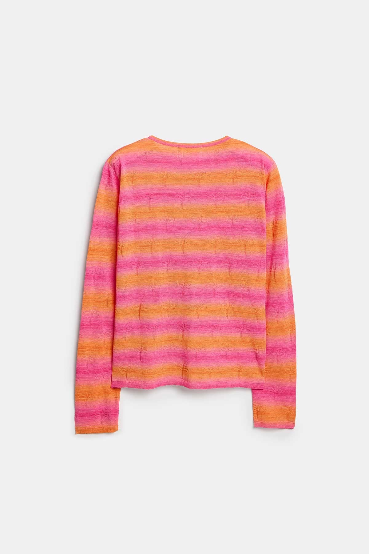 Peraluna Sunset Bloom Hırka, Kadın Yazlık Ince Triko Hırka - Pembe Turuncu Multi