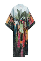 Peraluna-Kauri̇ Tropik Desenli Bilek Hizası Saten Kadın Kimono-Kimono-9-milagron.live