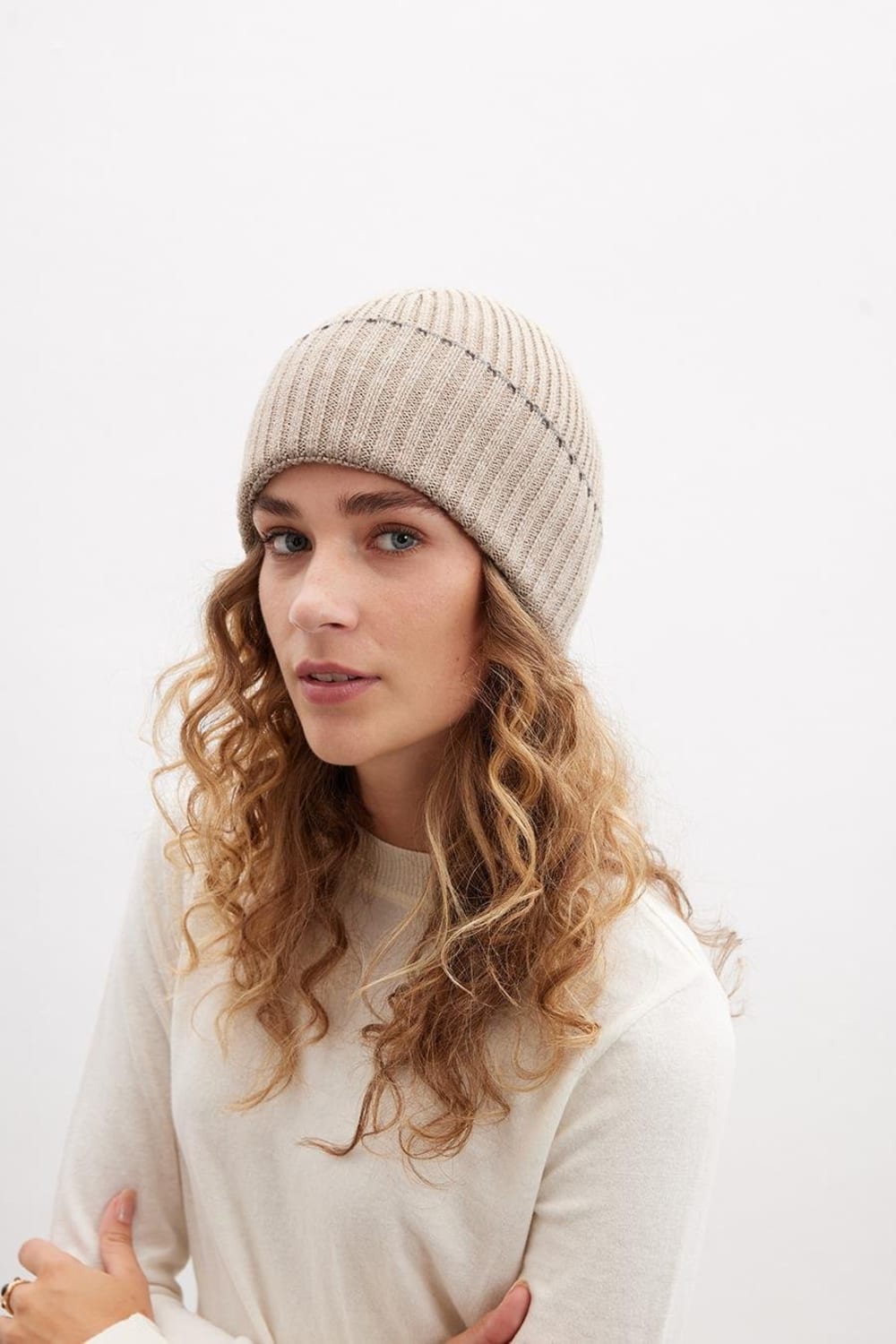 Peraluna-Sorrel Beanie Çizgi Detaylı Ribana Örgü Kadın Triko Bere-Bere-1-milagron.live