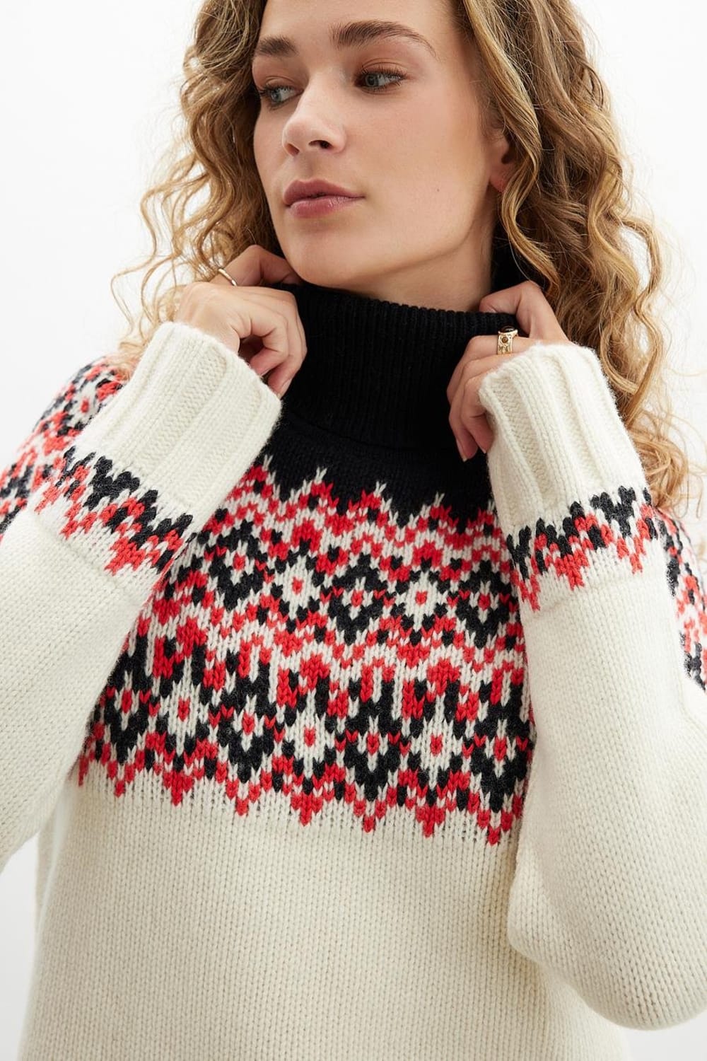 Peraluna-Styleboom X Cotswold Fair Isle Pullover Balıkçı Yaka Baklava Desen Kazak Kadın Triko Kazak-Kazak & Triko-4-milagron.live