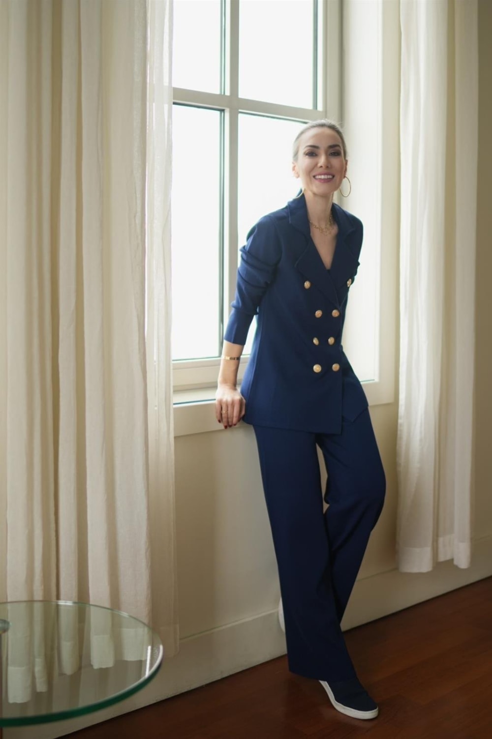 Peraluna-Styleboom X Katherine Blazer Çelik Örgü Klasik Kesim Düğmeli Blazer Kadın Triko Ceket -Ceket-1-milagron.live