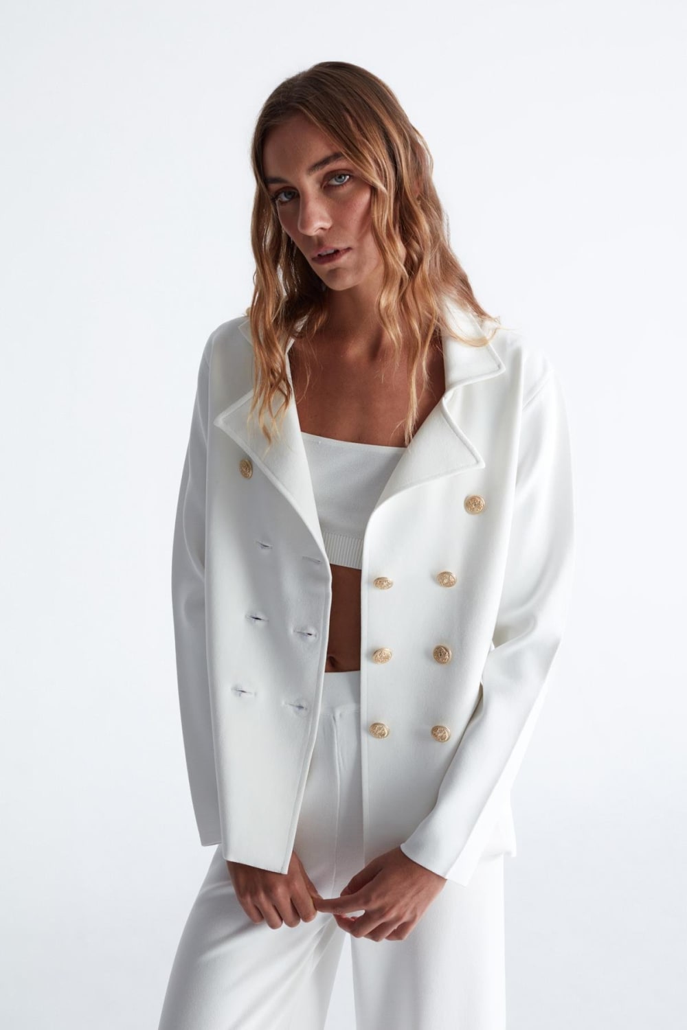 Peraluna-Styleboom X Katherine Blazer Çelik Örgü Klasik Kesim Düğmeli Blazer Kadın Triko Ceket -Ceket-16-milagron.live