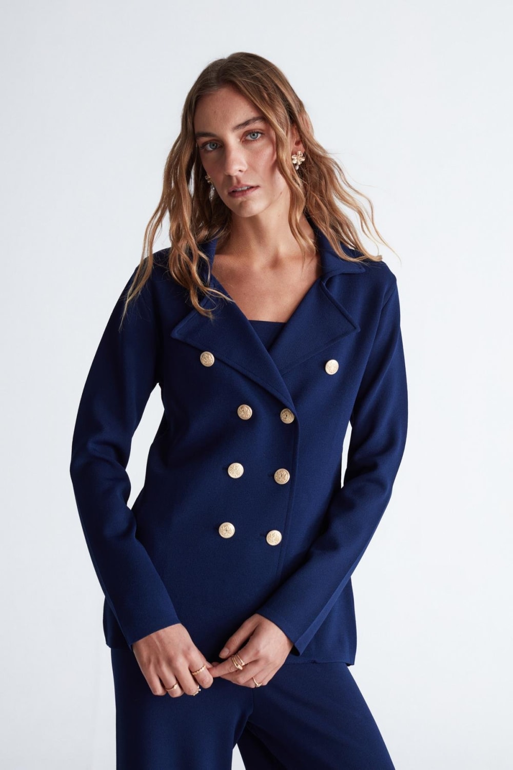 Peraluna-Styleboom X Katherine Blazer Çelik Örgü Klasik Kesim Düğmeli Blazer Kadın Triko Ceket -Ceket-2-milagron.live