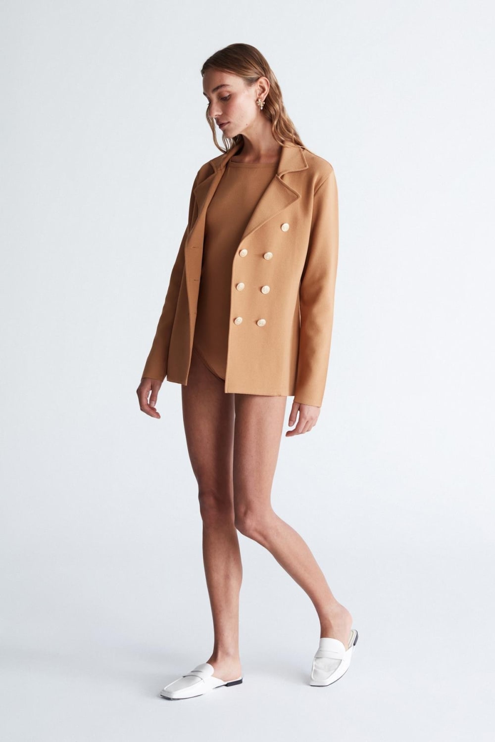 Peraluna-Styleboom X Katherine Blazer Çelik Örgü Klasik Kesim Düğmeli Blazer Kadın Triko Ceket -Ceket-22-milagron.live