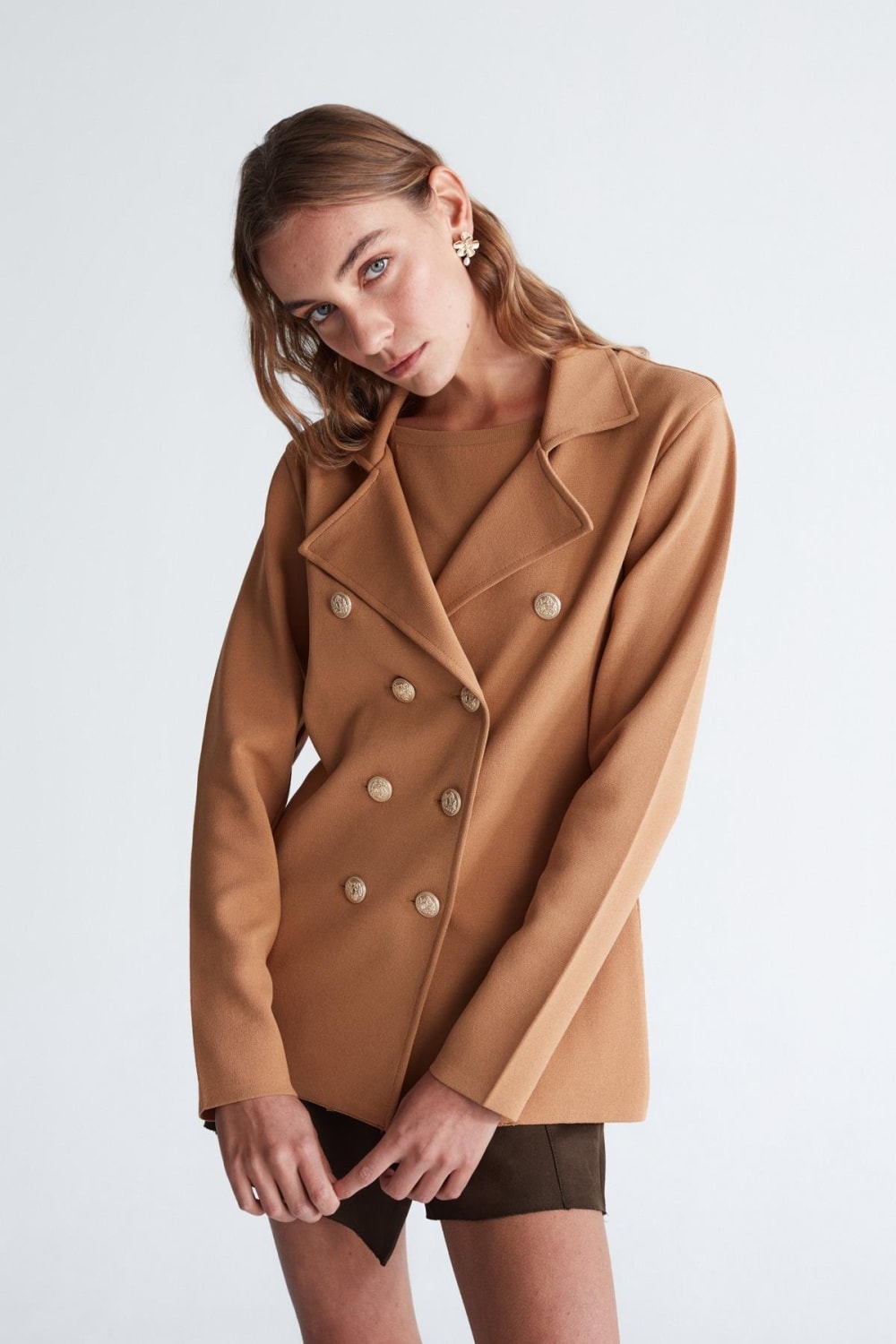 Peraluna-Styleboom X Katherine Blazer Çelik Örgü Klasik Kesim Düğmeli Blazer Kadın Triko Ceket -Ceket-24-milagron.live