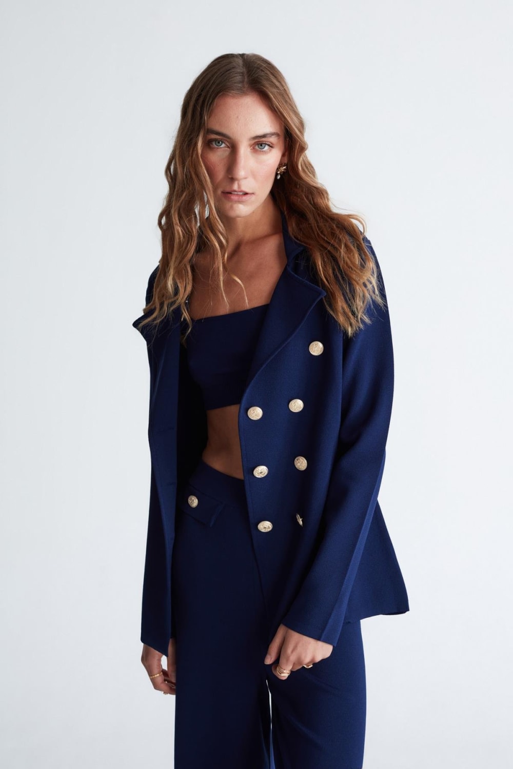 Peraluna-Styleboom X Katherine Blazer Çelik Örgü Klasik Kesim Düğmeli Blazer Kadın Triko Ceket -Ceket-3-milagron.live