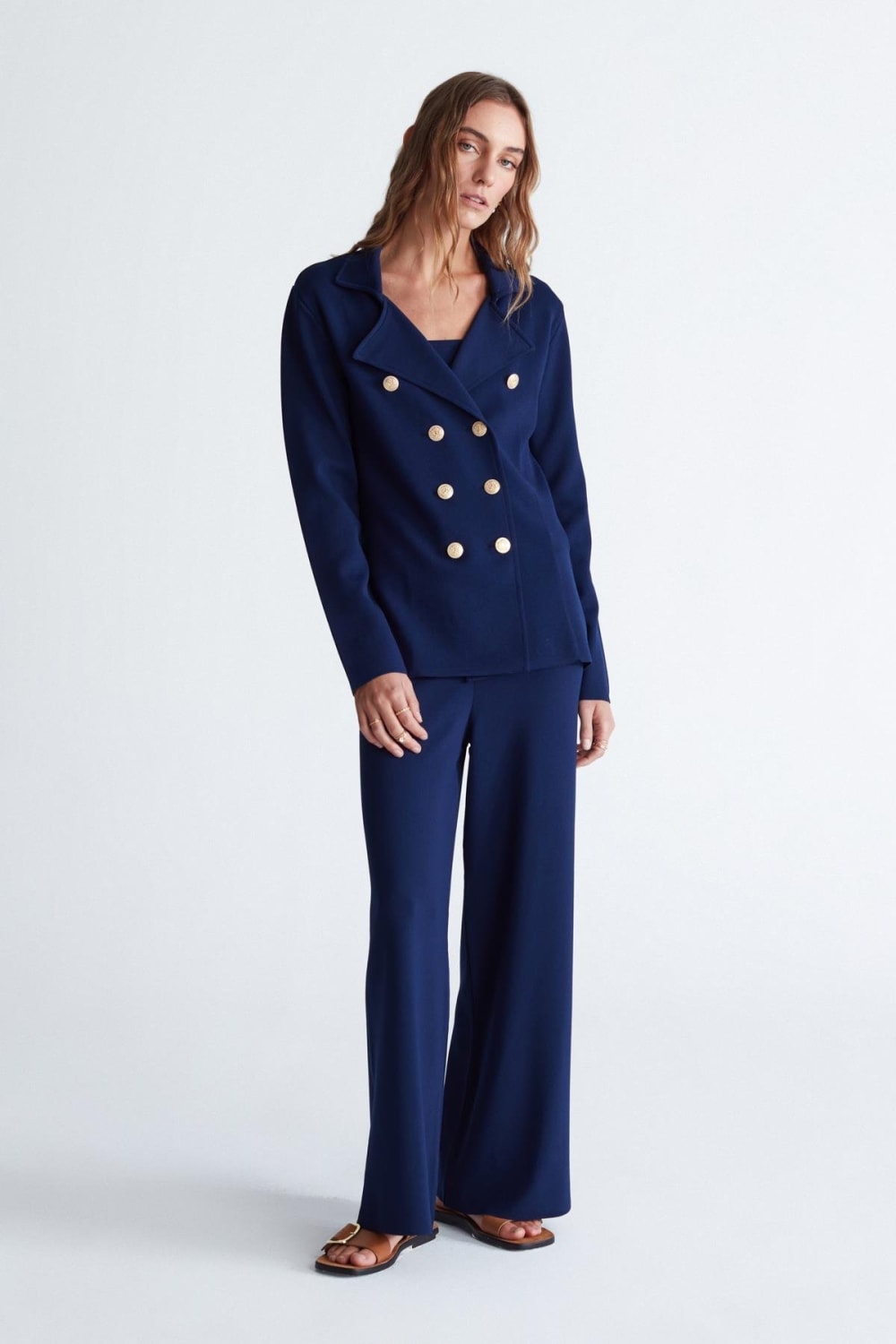 Peraluna-Styleboom X Katherine Blazer Çelik Örgü Klasik Kesim Düğmeli Blazer Kadın Triko Ceket -Ceket-4-milagron.live