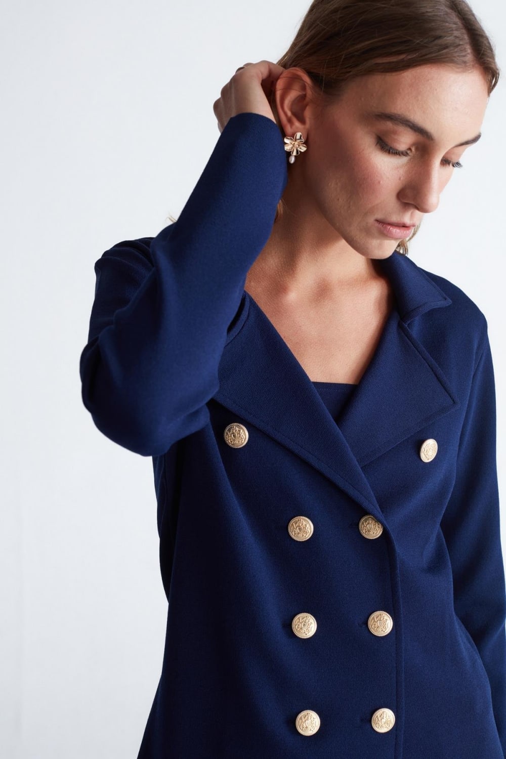 Peraluna-Styleboom X Katherine Blazer Çelik Örgü Klasik Kesim Düğmeli Blazer Kadın Triko Ceket -Ceket-5-milagron.live